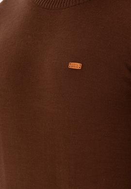 Erkek Slim Fit Bisiklet Yaka Kahverengi Kazak - 50297040035