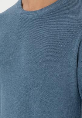 Erkek Regular Fit Bisiklet Yaka Mavi Basic Kazak - 50298267010