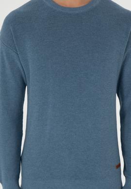 Erkek Regular Fit Bisiklet Yaka Mavi Basic Kazak - 50298267010