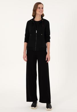 Kadın Siyah Kapüşonlu Fermuarlı Sweatshirt - 50297297006