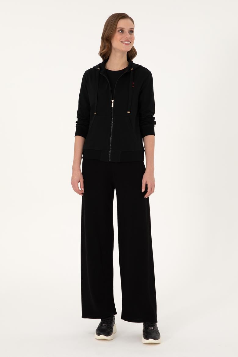 Kadın Siyah Kapüşonlu Fermuarlı Sweatshirt - 50297297006