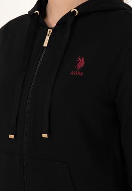 Kadın Siyah Kapüşonlu Fermuarlı Sweatshirt - 50297297006