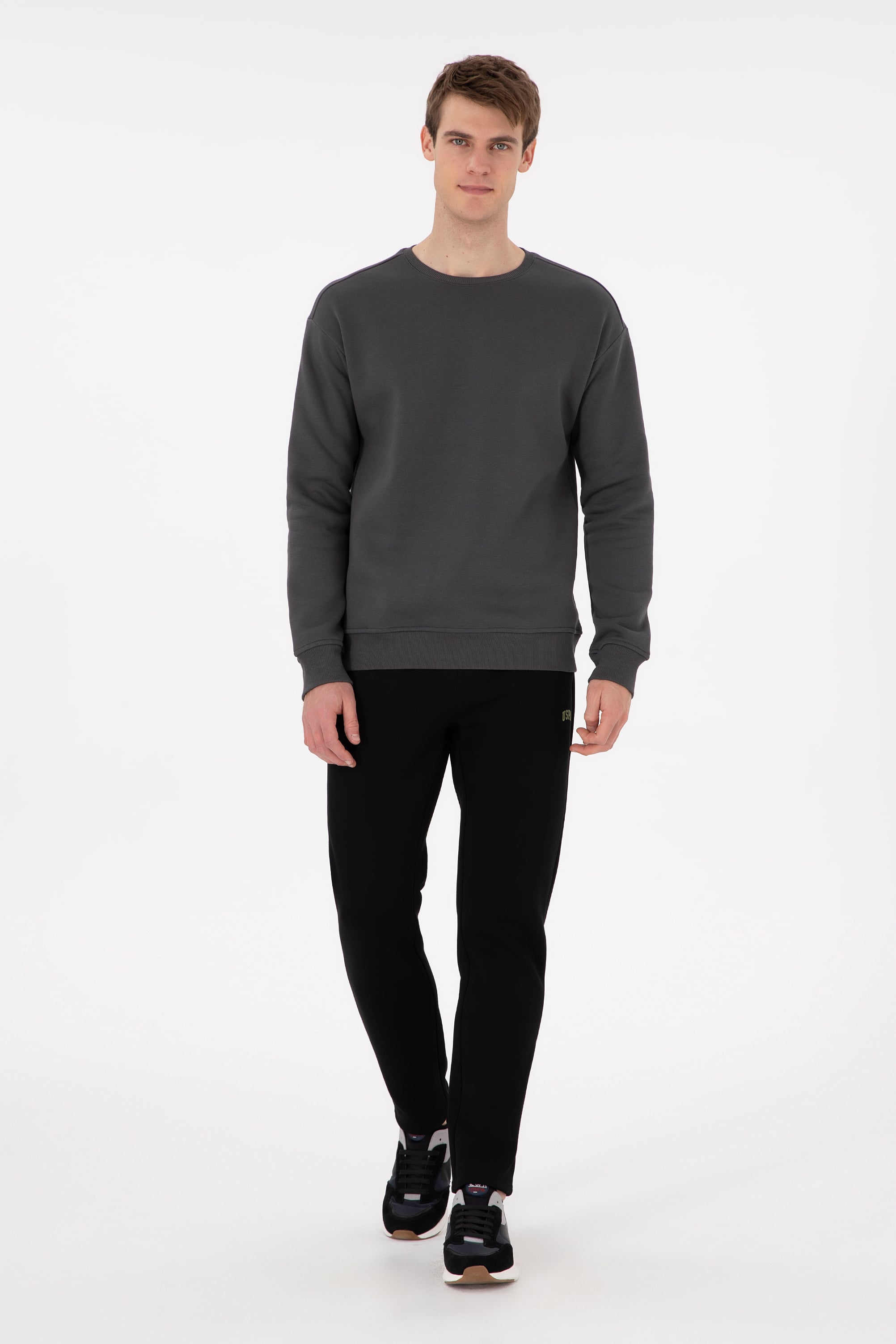Erkek Comfort Fit Bisiklet Yaka Antrasit Sweatshirt