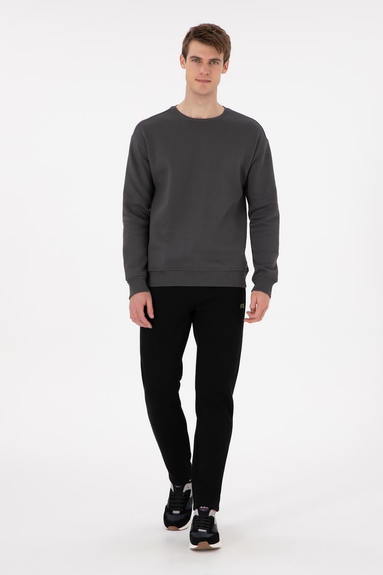 Erkek Comfort Fit Bisiklet Yaka Antrasit Sweatshirt - 50293438006