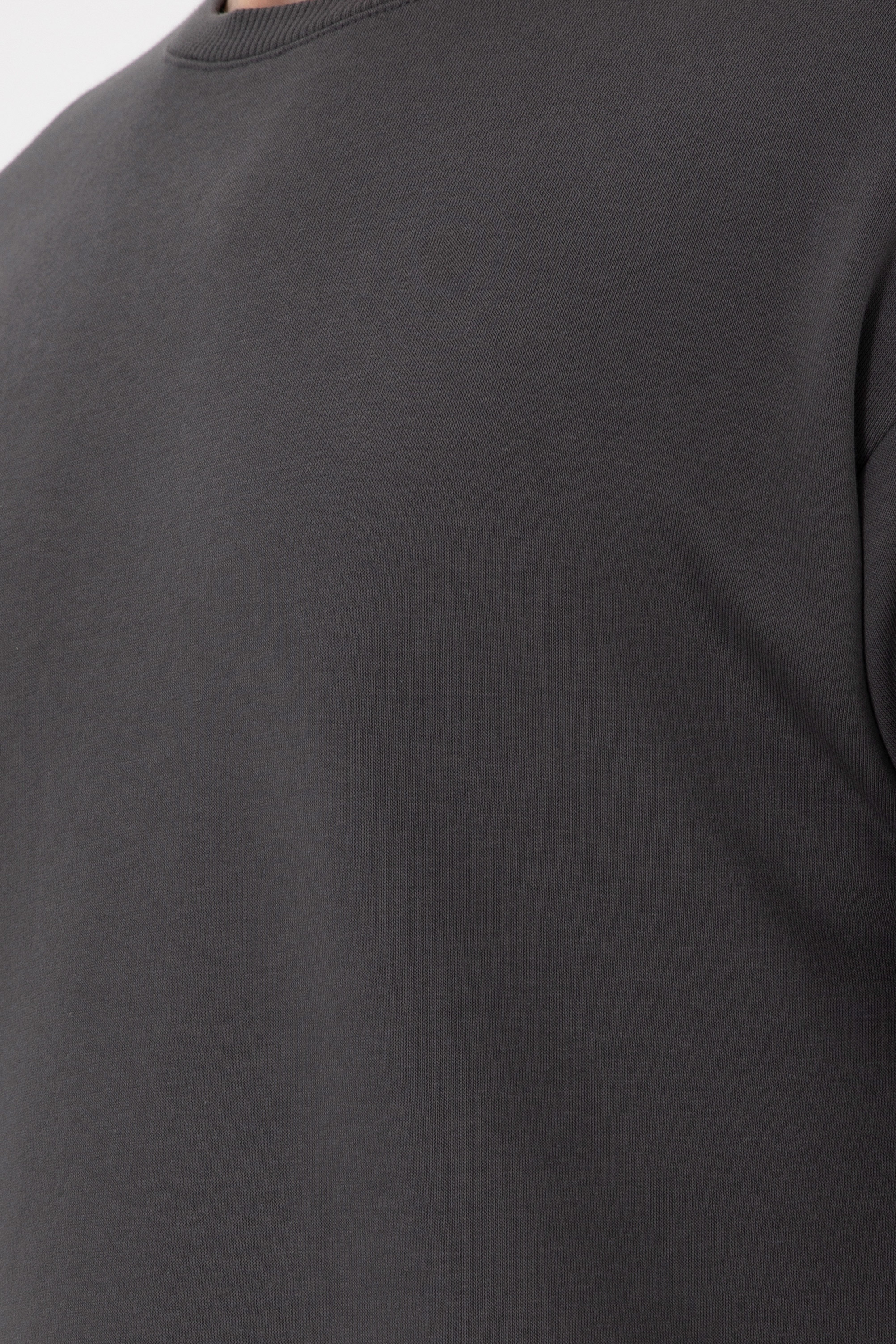 Erkek Comfort Fit Bisiklet Yaka Antrasit Sweatshirt - Image 7