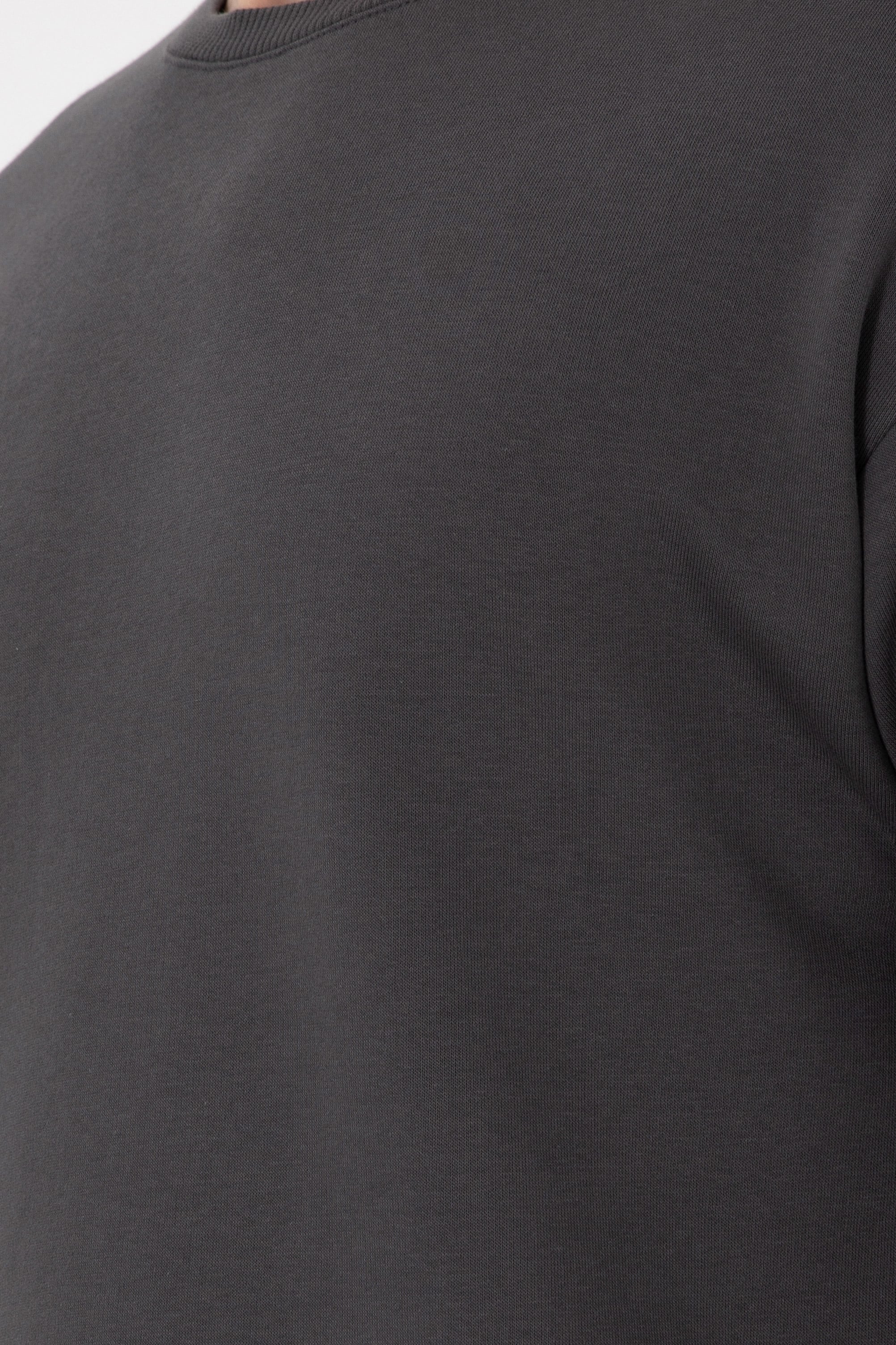 Erkek Comfort Fit Bisiklet Yaka Antrasit Sweatshirt