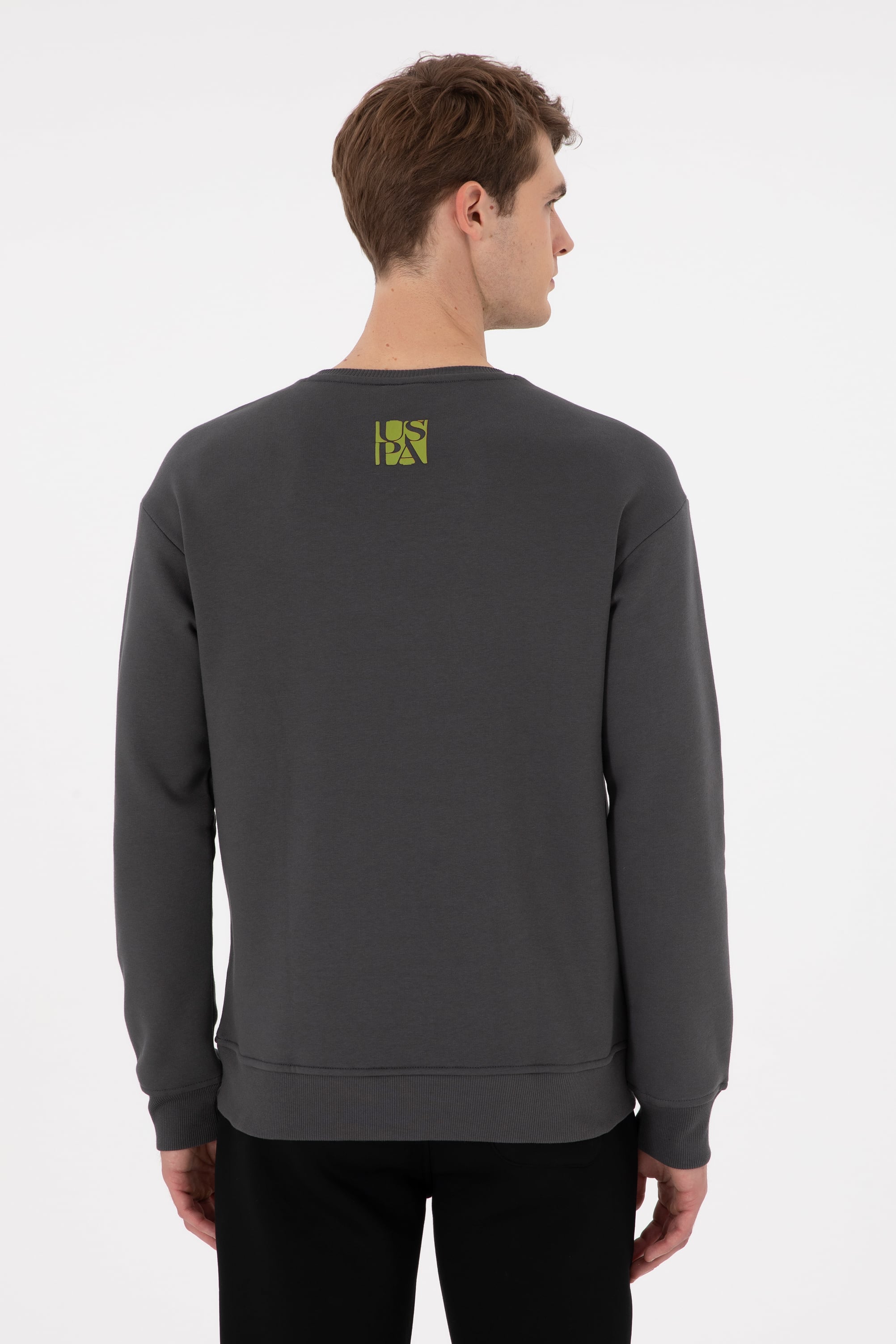 Erkek Comfort Fit Bisiklet Yaka Antrasit Sweatshirt