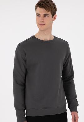 Erkek Comfort Fit Bisiklet Yaka Antrasit Sweatshirt - 50293438006