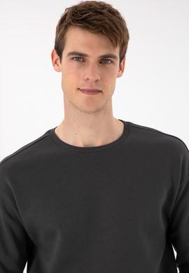 Erkek Comfort Fit Bisiklet Yaka Antrasit Sweatshirt - 50293438006