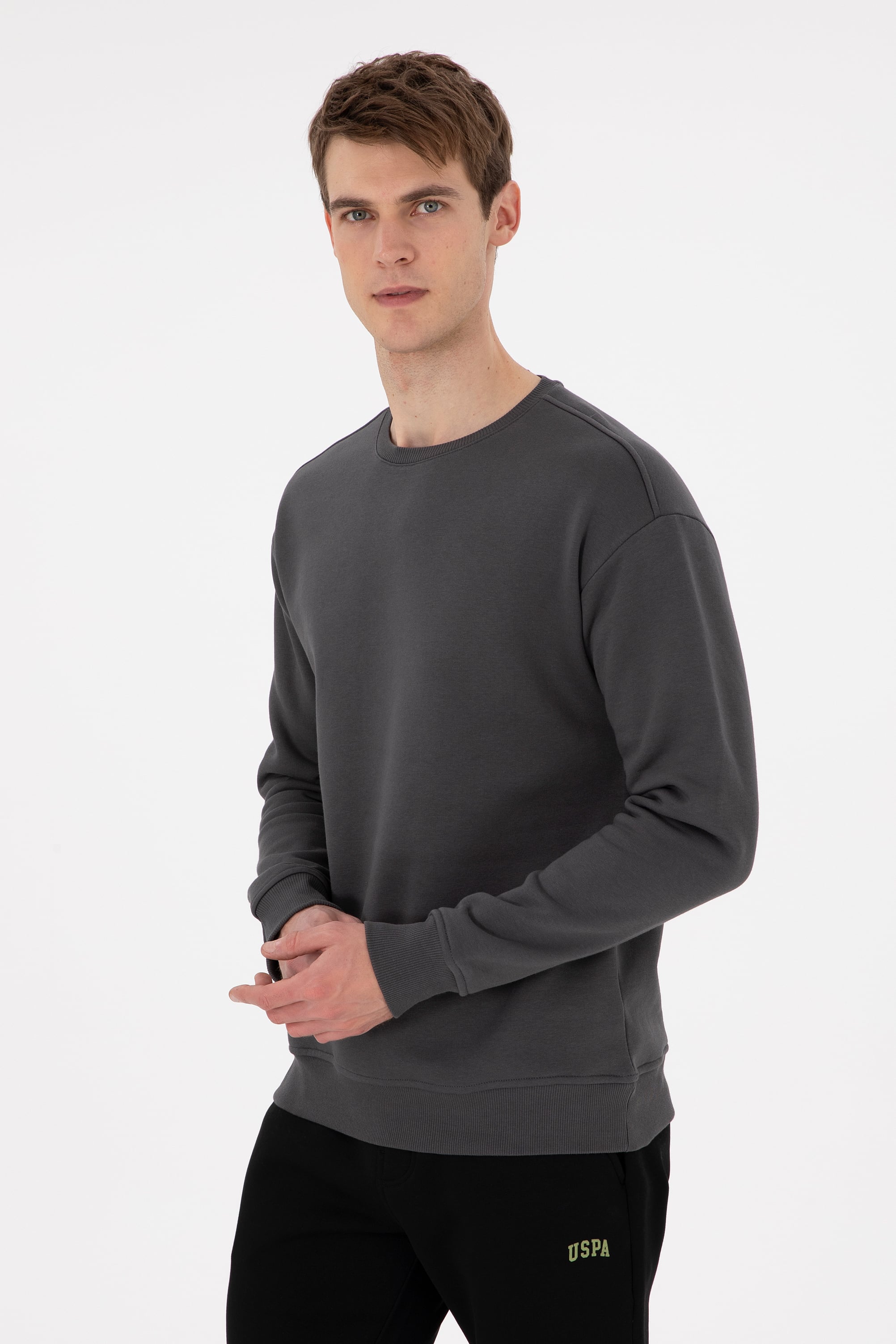 Erkek Comfort Fit Bisiklet Yaka Antrasit Sweatshirt - Image 1