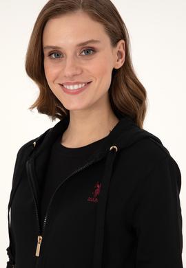 Kadın Siyah Kapüşonlu Fermuarlı Sweatshirt - 50297297006