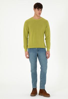 Erkek Regular Fit Bisiklet Yaka Fıstık Yeşili Basic Kazak - 50298267001