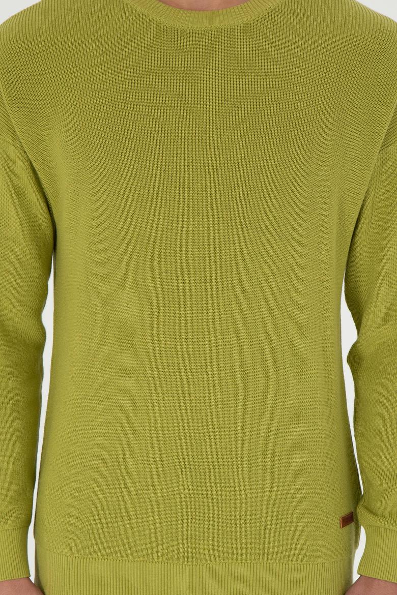 Erkek Regular Fit Bisiklet Yaka Fıstık Yeşili Basic Kazak - 50298267001