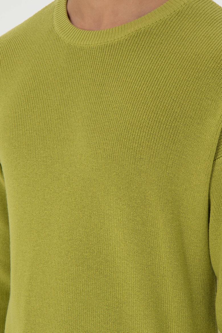 Erkek Regular Fit Bisiklet Yaka Fıstık Yeşili Basic Kazak - 50298267001