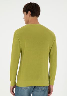 Erkek Regular Fit Bisiklet Yaka Fıstık Yeşili Basic Kazak - 50298267001