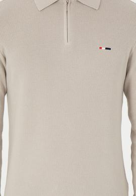 Erkek Regular Fit Yarım Fermuarlı Taş Basic Kazak - 50298266050