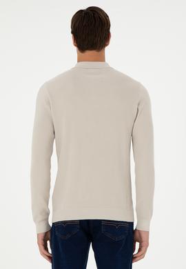 Erkek Regular Fit Yarım Fermuarlı Taş Basic Kazak - 50298266050