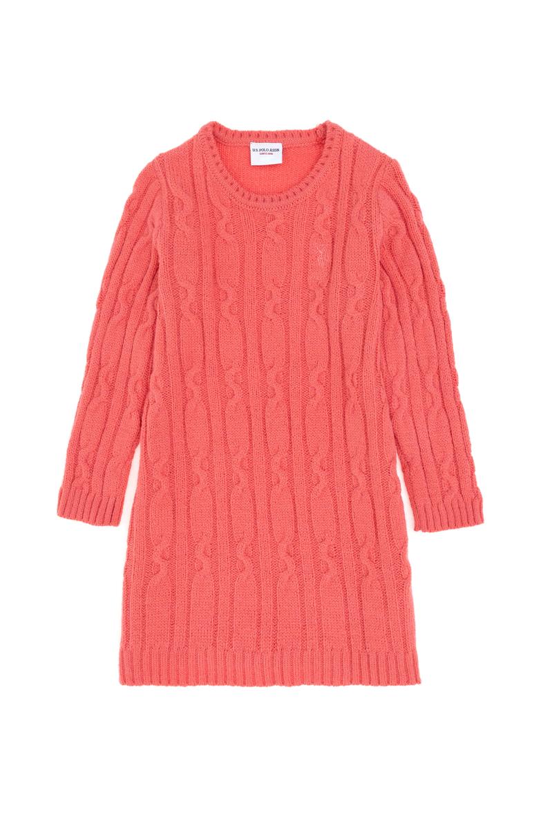 Kız Çocuk Nar Çiçeği Triko Elbise