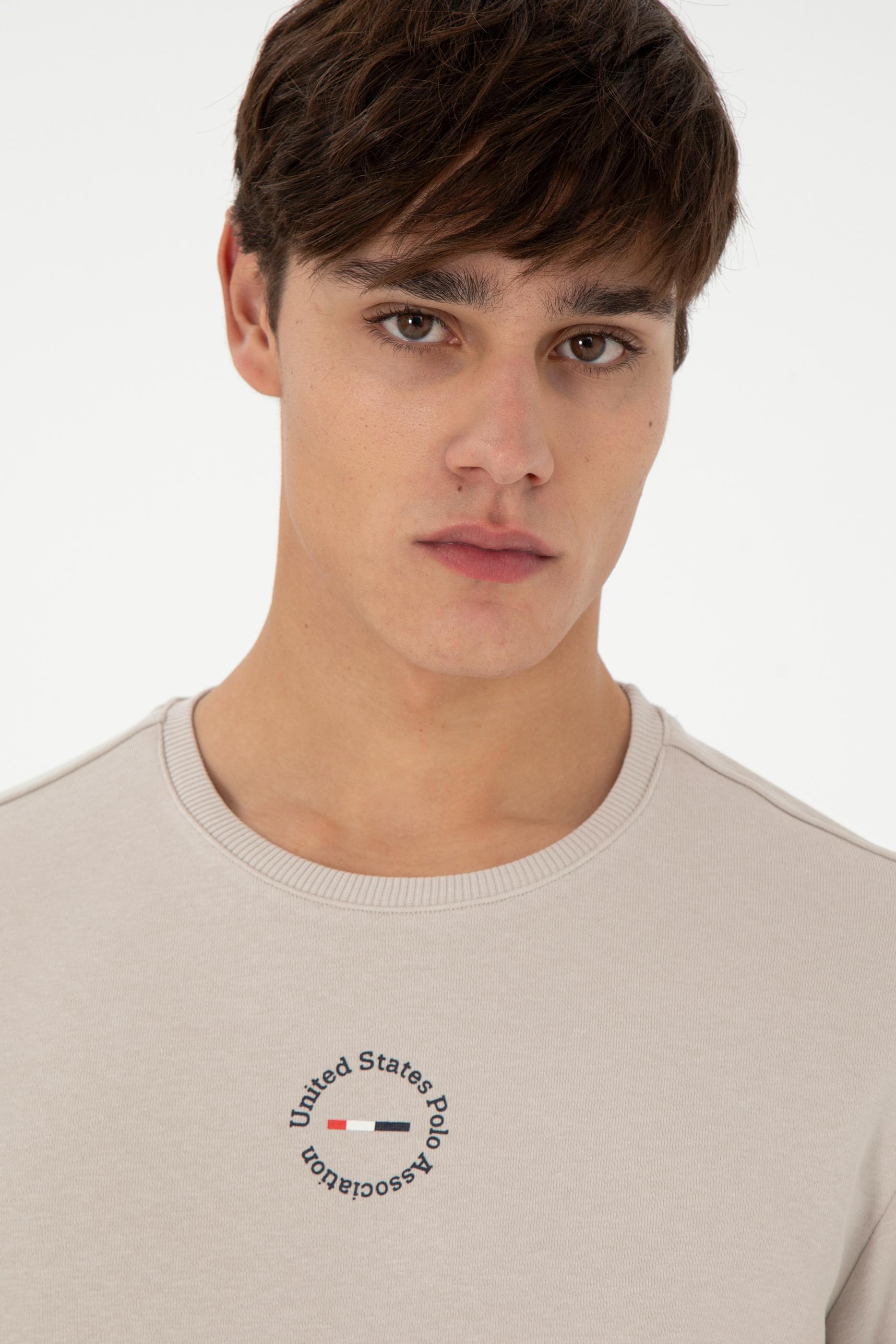 Erkek Regular Fit Bisiklet Yaka Taş Sweatshirt