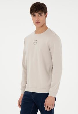 Erkek Regular Fit Bisiklet Yaka Taş Sweatshirt - 50293436079