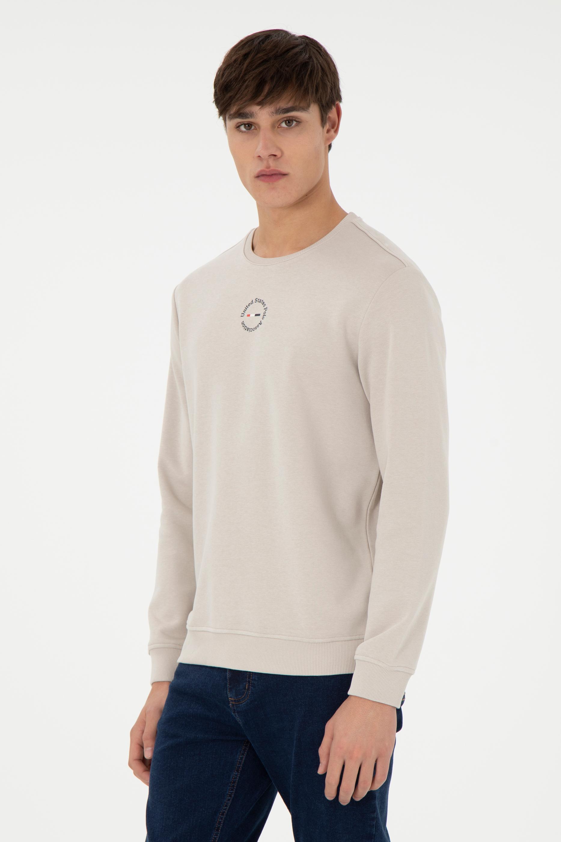 Erkek Regular Fit Bisiklet Yaka Taş Sweatshirt