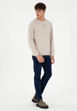 Erkek Regular Fit Bisiklet Yaka Taş Sweatshirt - 50293436079