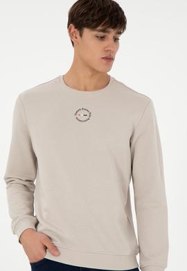 Erkek Regular Fit Bisiklet Yaka Taş Sweatshirt - 50293436079