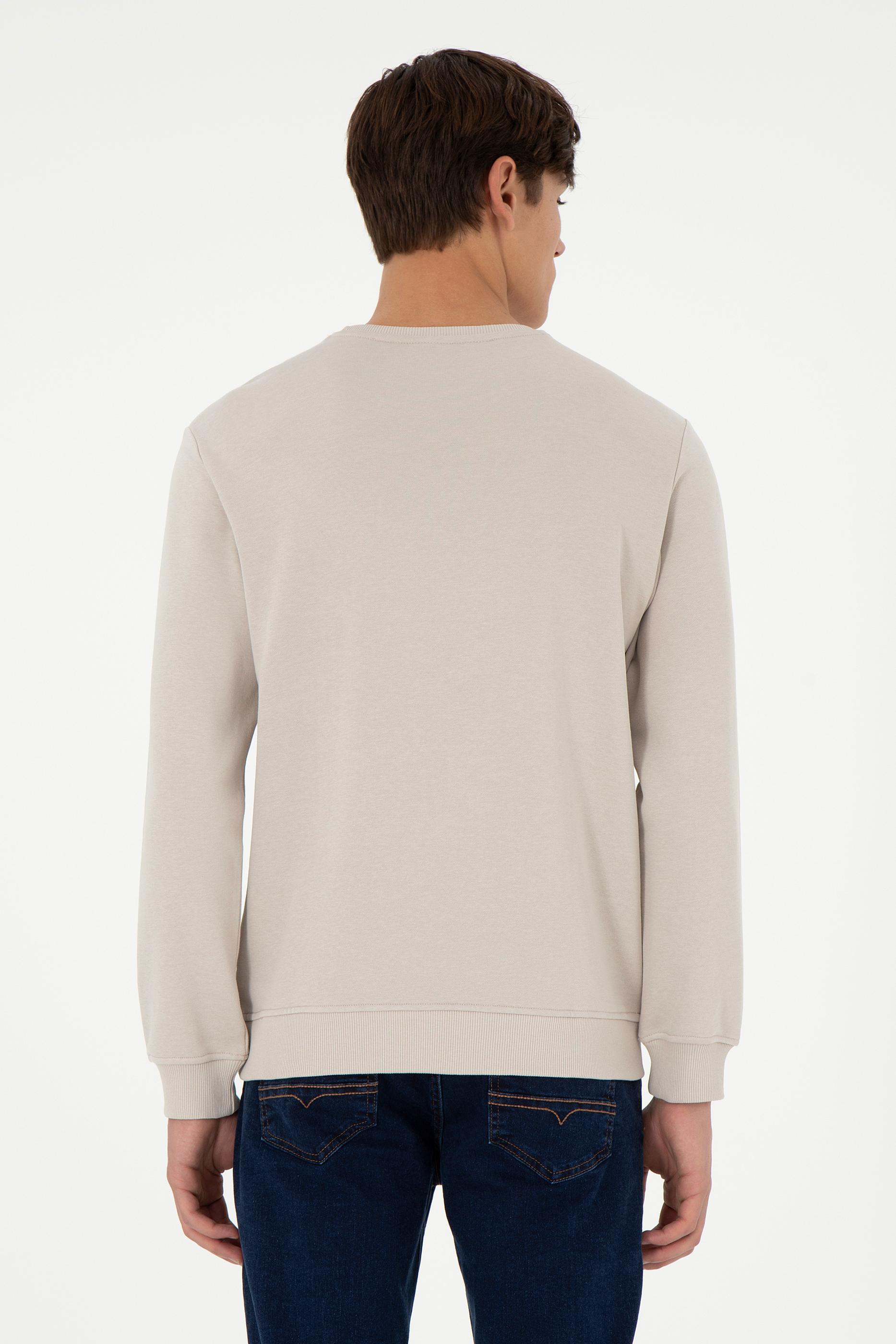 Erkek Regular Fit Bisiklet Yaka Taş Sweatshirt