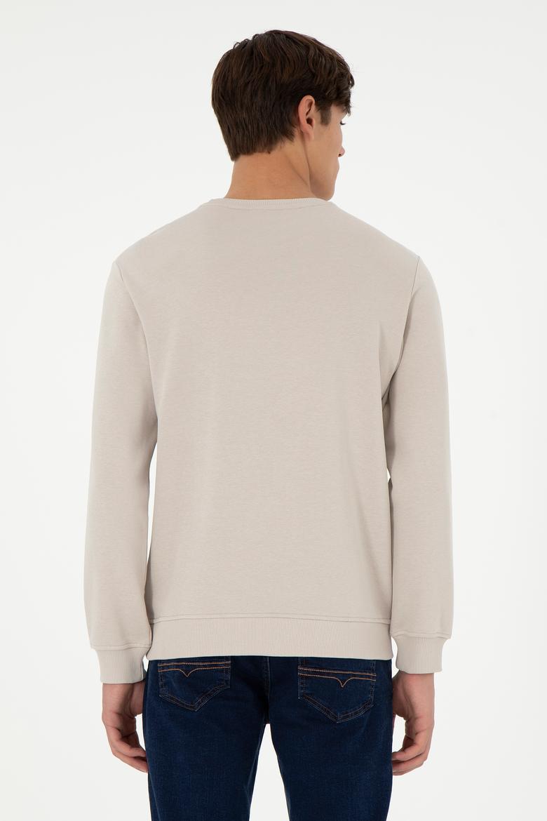 Erkek Regular Fit Bisiklet Yaka Taş Sweatshirt - 50293436079