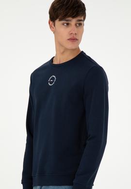 Erkek Regular Fit Bisiklet Yaka Lacivert Sweatshirt - 50293436019