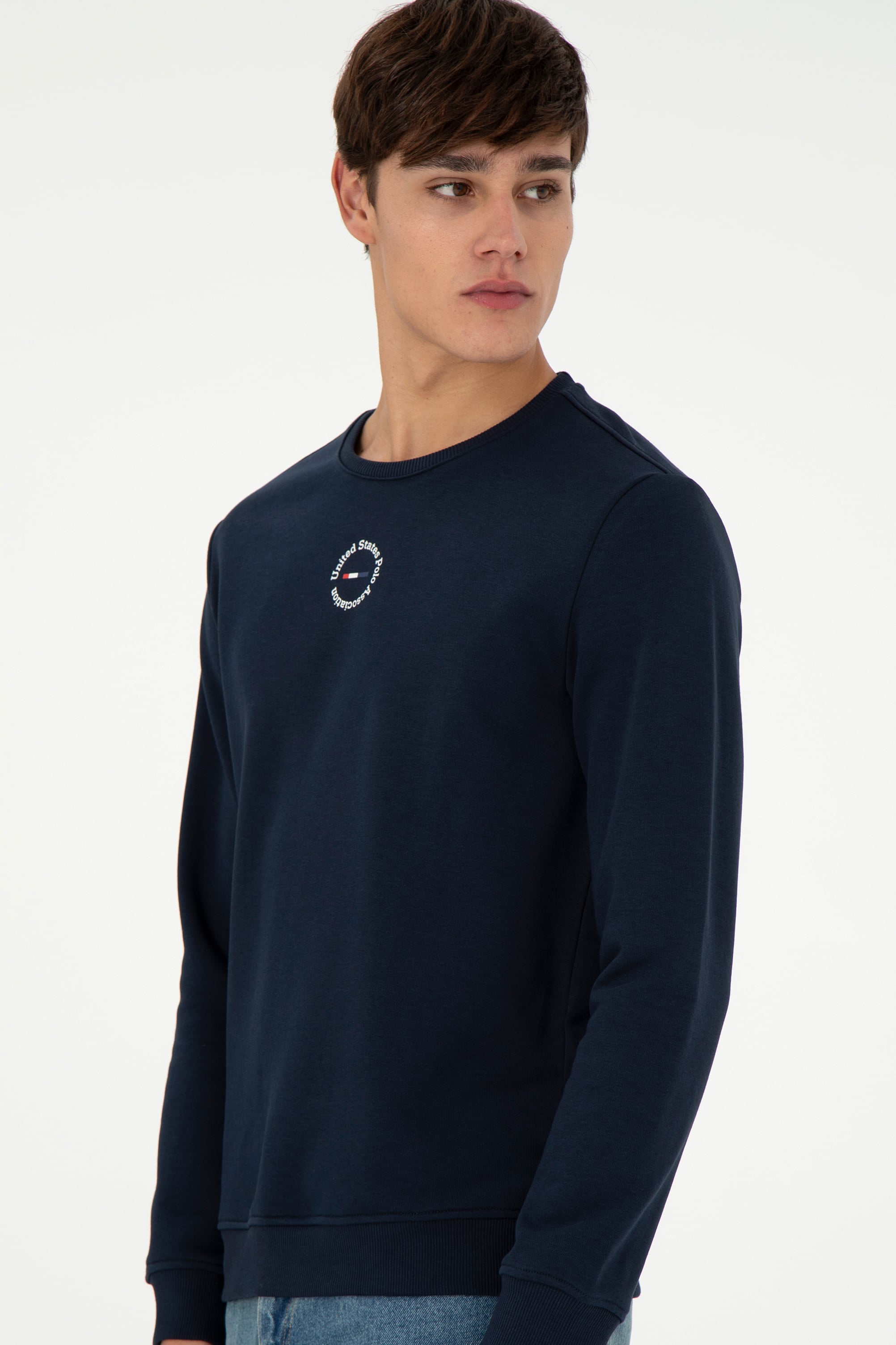 Erkek Regular Fit Bisiklet Yaka Lacivert Sweatshirt - Image 3