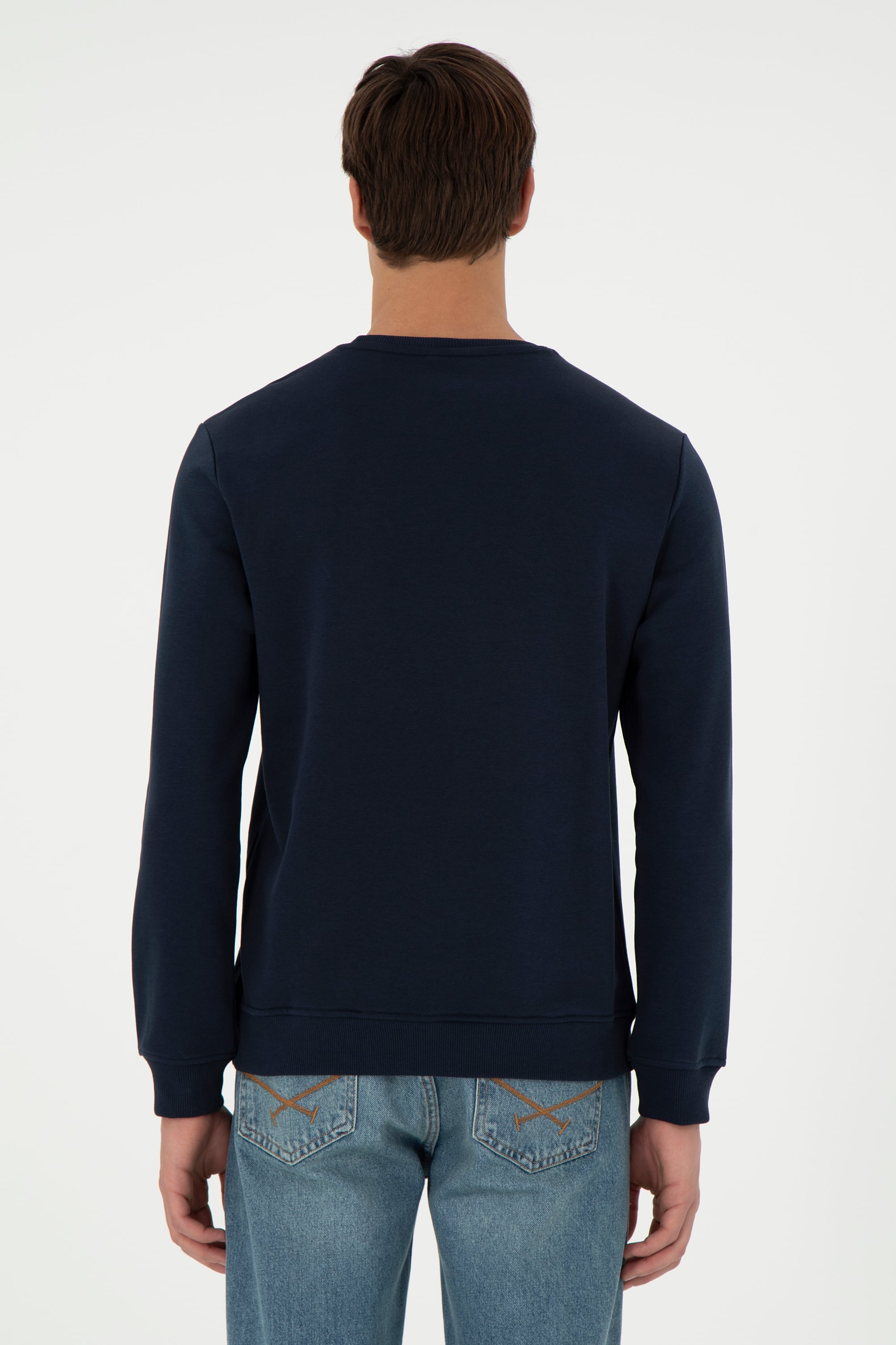 Erkek Regular Fit Bisiklet Yaka Lacivert Sweatshirt - Image 5