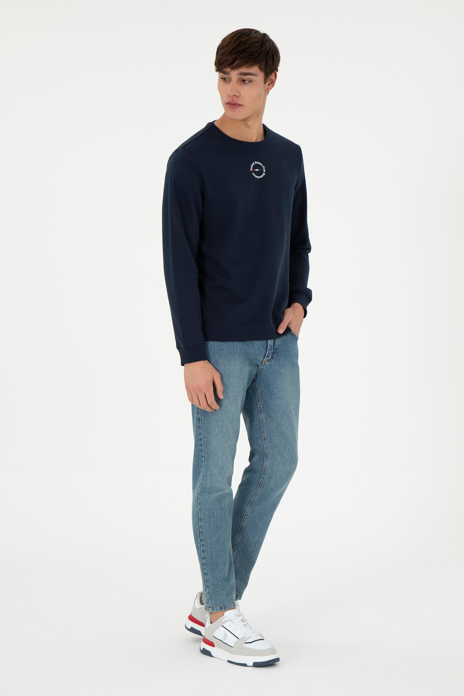 Erkek Regular Fit Bisiklet Yaka Lacivert Sweatshirt