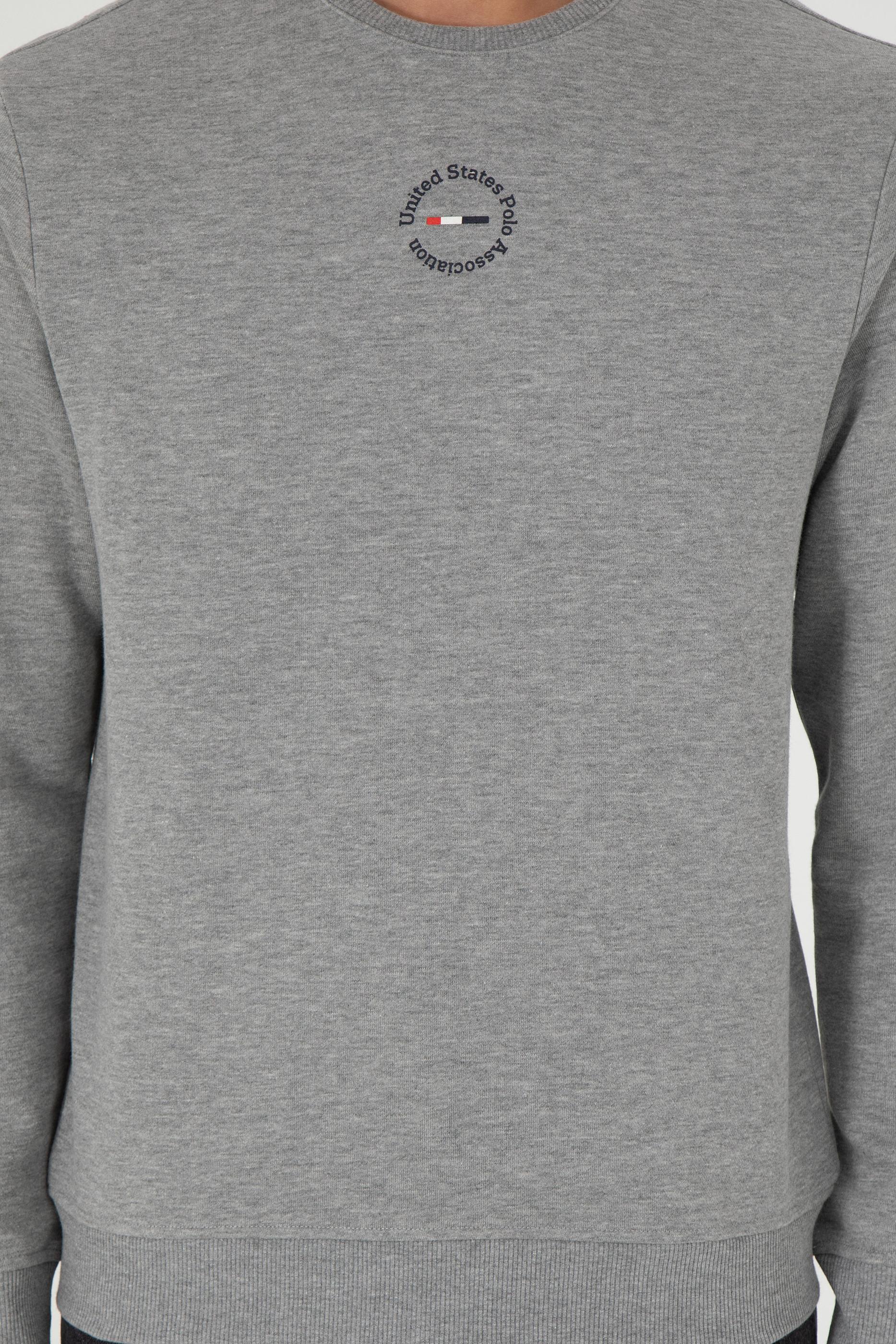 Erkek Regular Fit Bisiklet Yaka Gri Melanj Sweatshirt