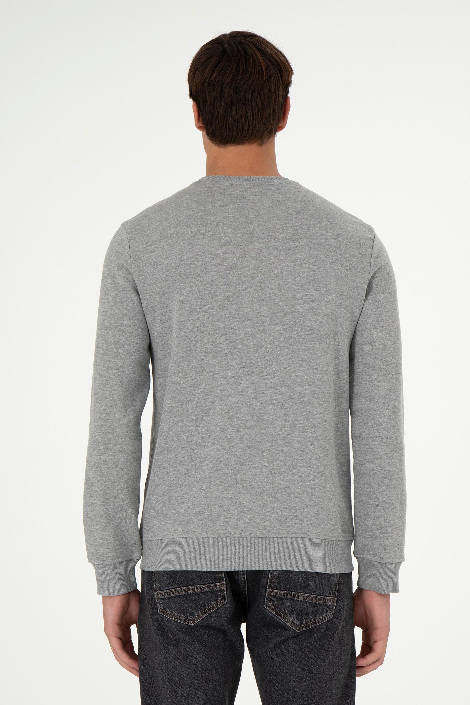 Erkek Regular Fit Bisiklet Yaka Gri Melanj Sweatshirt