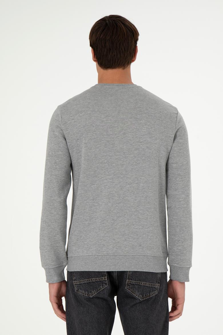 Erkek Regular Fit Bisiklet Yaka Gri Melanj Sweatshirt - 50293436051