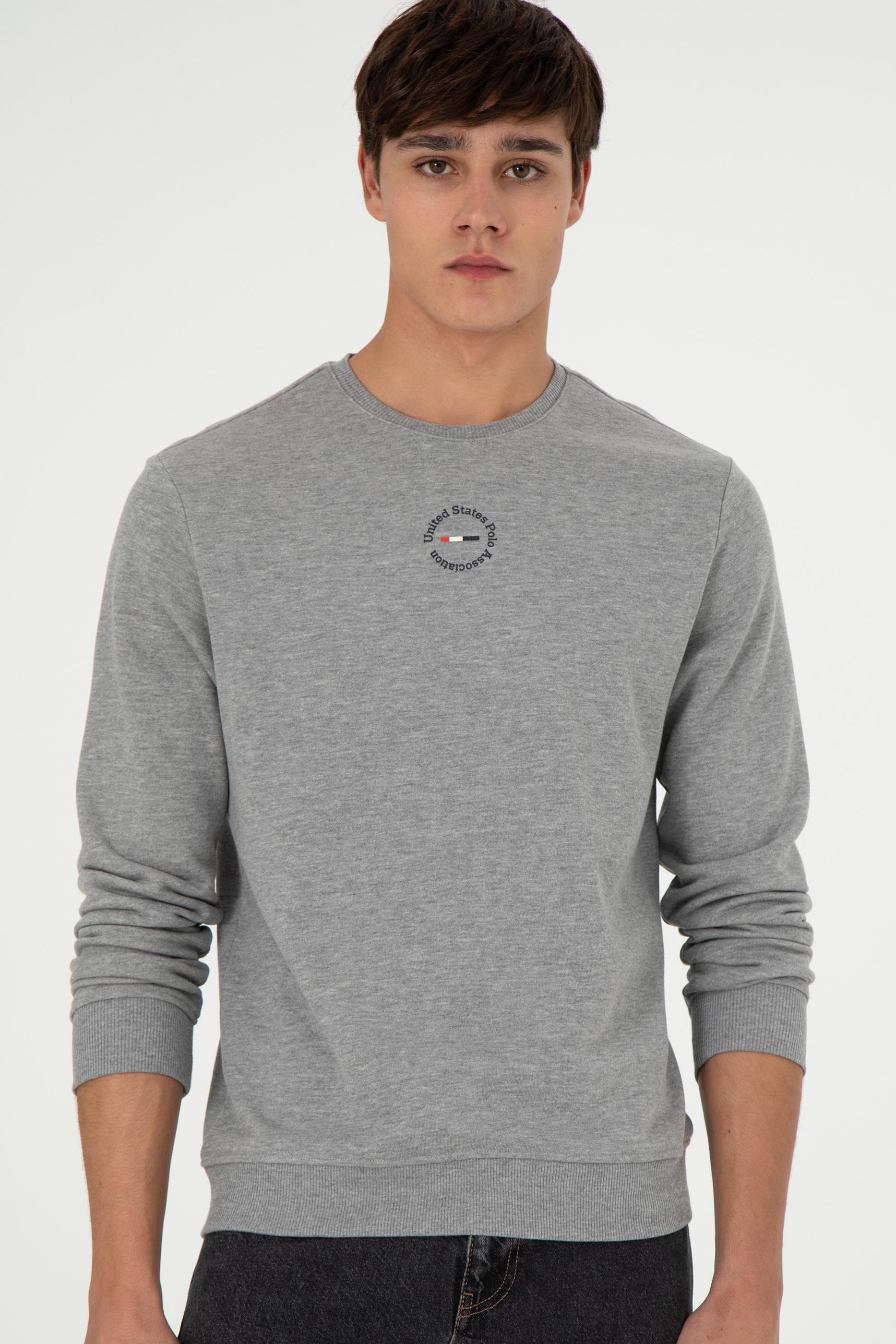 Erkek Regular Fit Bisiklet Yaka Gri Melanj Sweatshirt