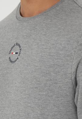 Erkek Regular Fit Bisiklet Yaka Gri Melanj Sweatshirt - 50293436051