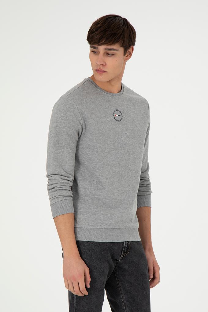 Erkek Regular Fit Bisiklet Yaka Gri Melanj Sweatshirt