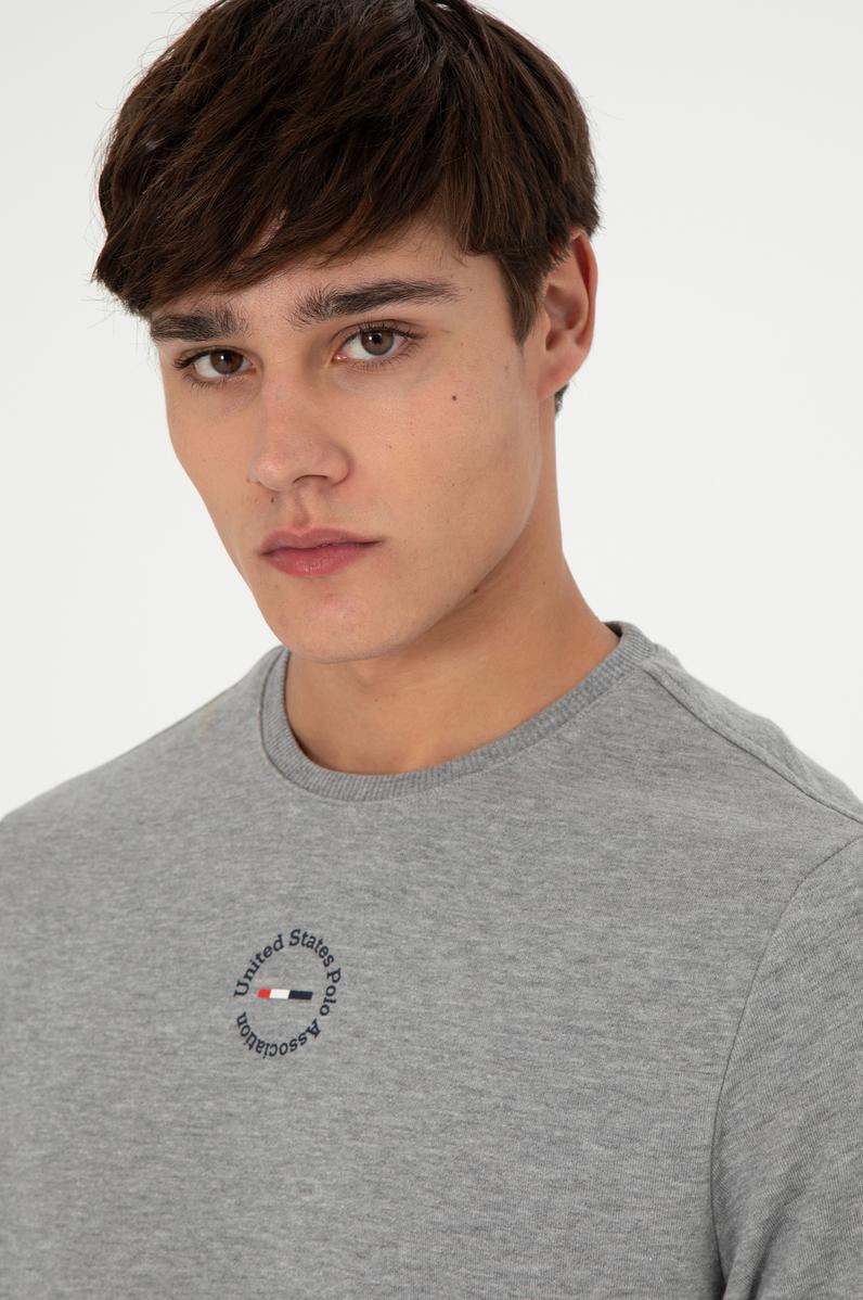 Erkek Regular Fit Bisiklet Yaka Gri Melanj Sweatshirt