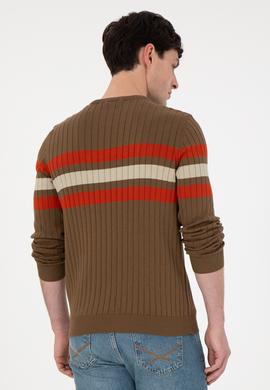 Erkek Slim Fit Bisiklet Yaka Haki Kazak - 50297046015