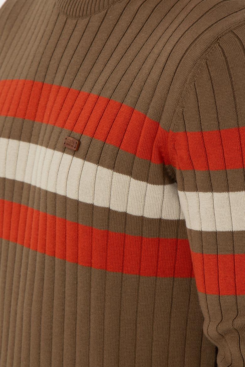 Erkek Slim Fit Bisiklet Yaka Haki Kazak - 50297046015