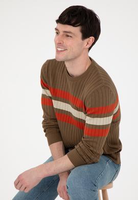 Erkek Slim Fit Bisiklet Yaka Haki Kazak - 50297046015