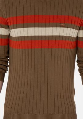 Erkek Slim Fit Bisiklet Yaka Haki Kazak - 50297046015