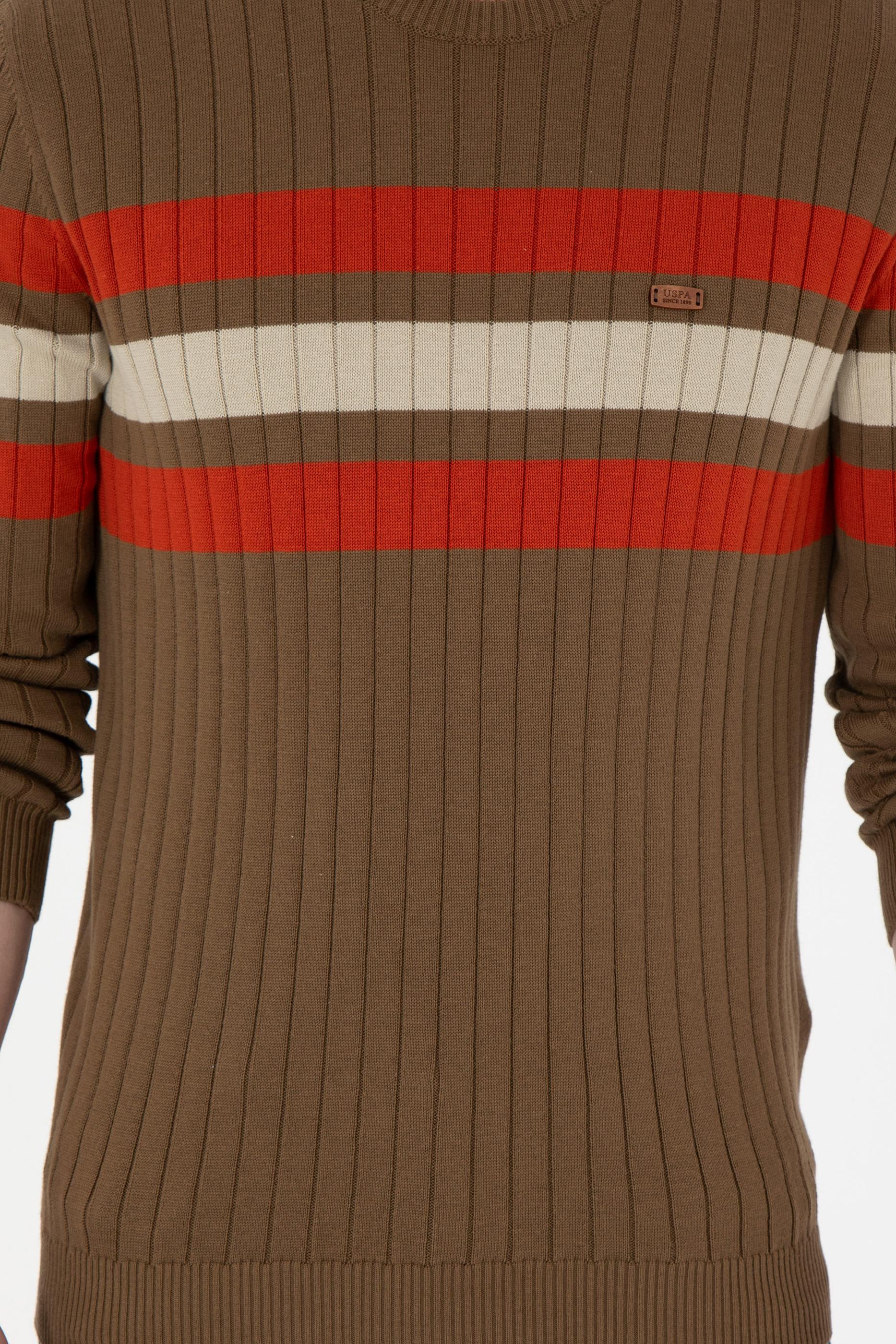 Erkek Slim Fit Bisiklet Yaka Haki Kazak