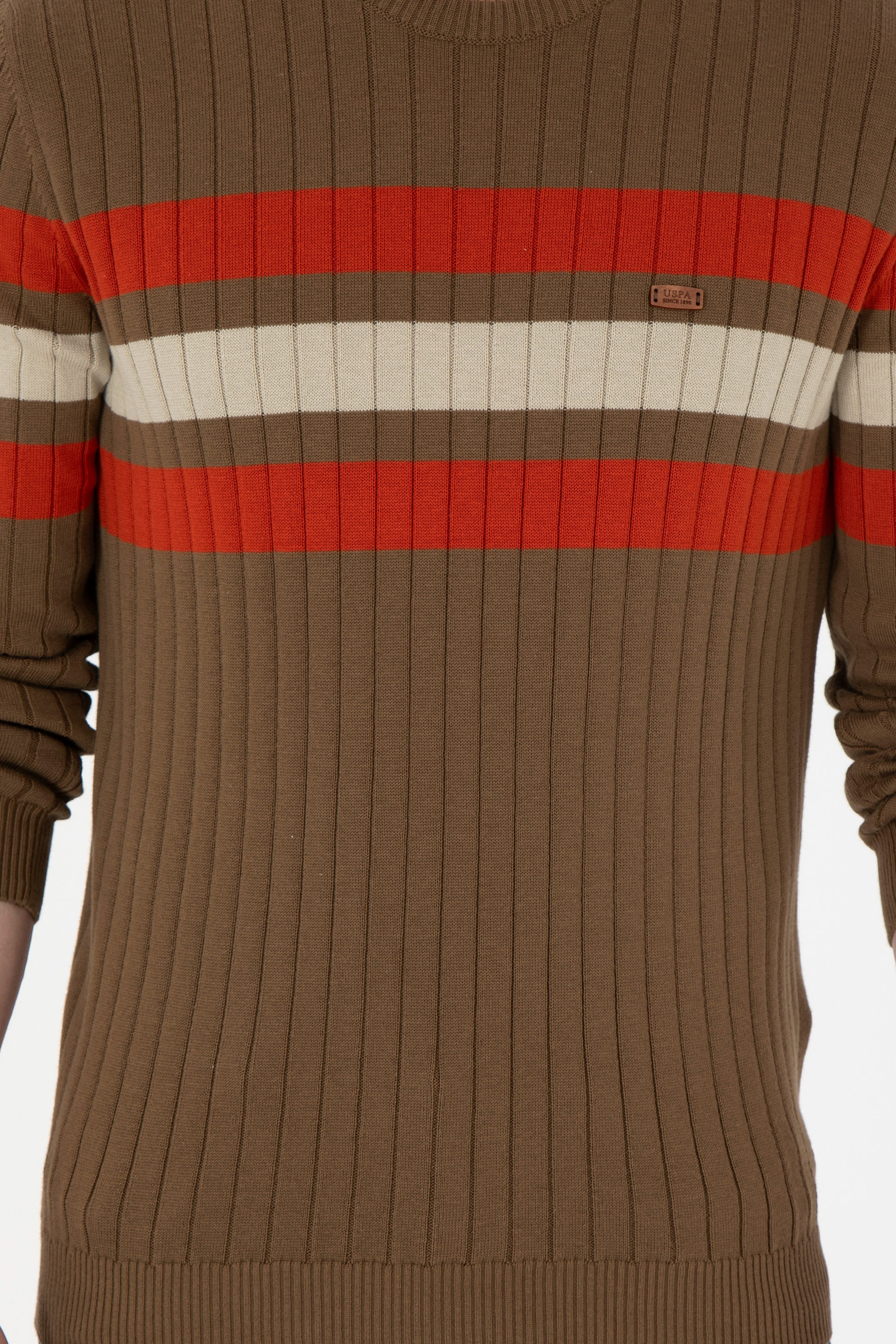 Erkek Slim Fit Bisiklet Yaka Haki Kazak - Image 6