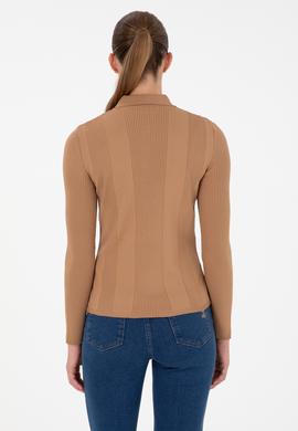 Kadın Camel Polo Yaka Kazak - 50297087049