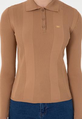 Kadın Camel Polo Yaka Kazak - 50297087049