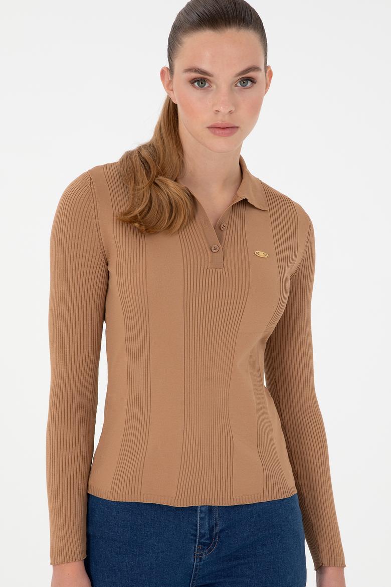 Kadın Camel Polo Yaka Kazak - 50297087049