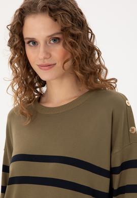 Kadın Haki Bisiklet Yaka Kazak - 50297070040